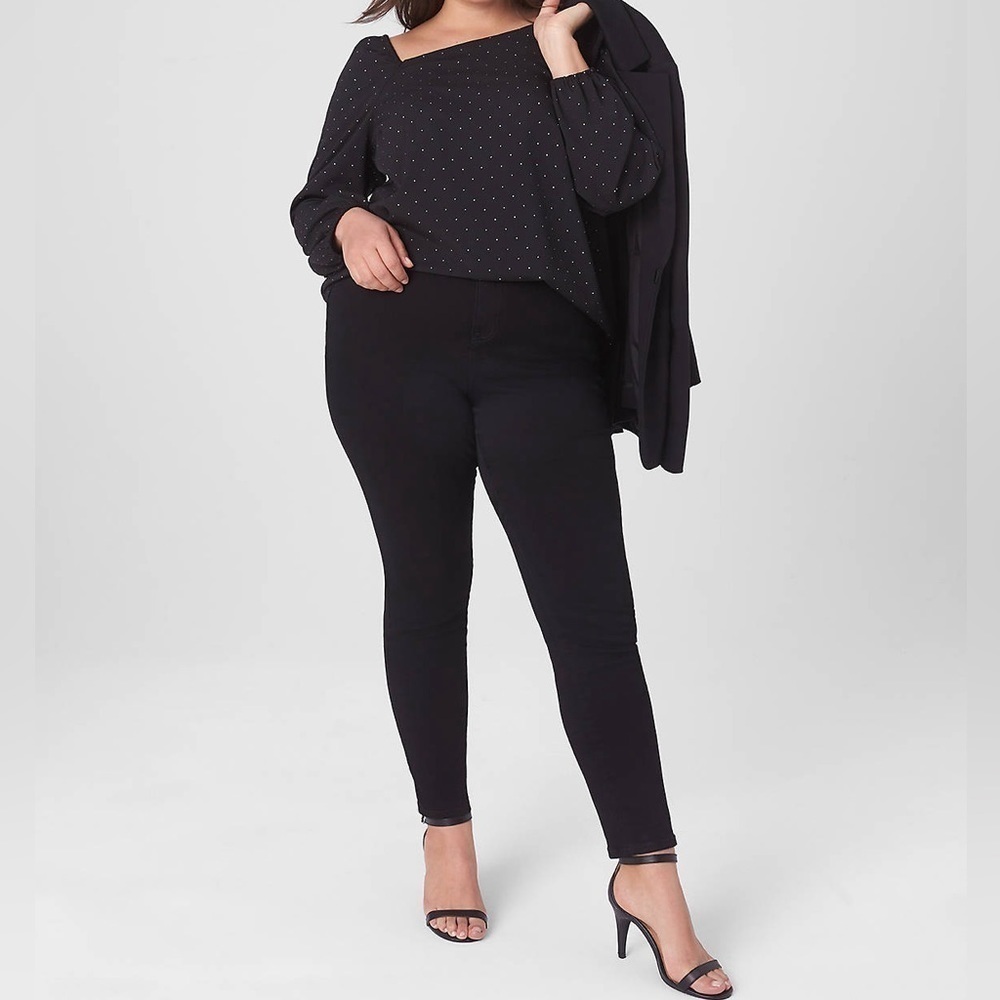 Lane Bryant Classic Long-Sleeve Asymmetrical-Neckline Top - Size 14